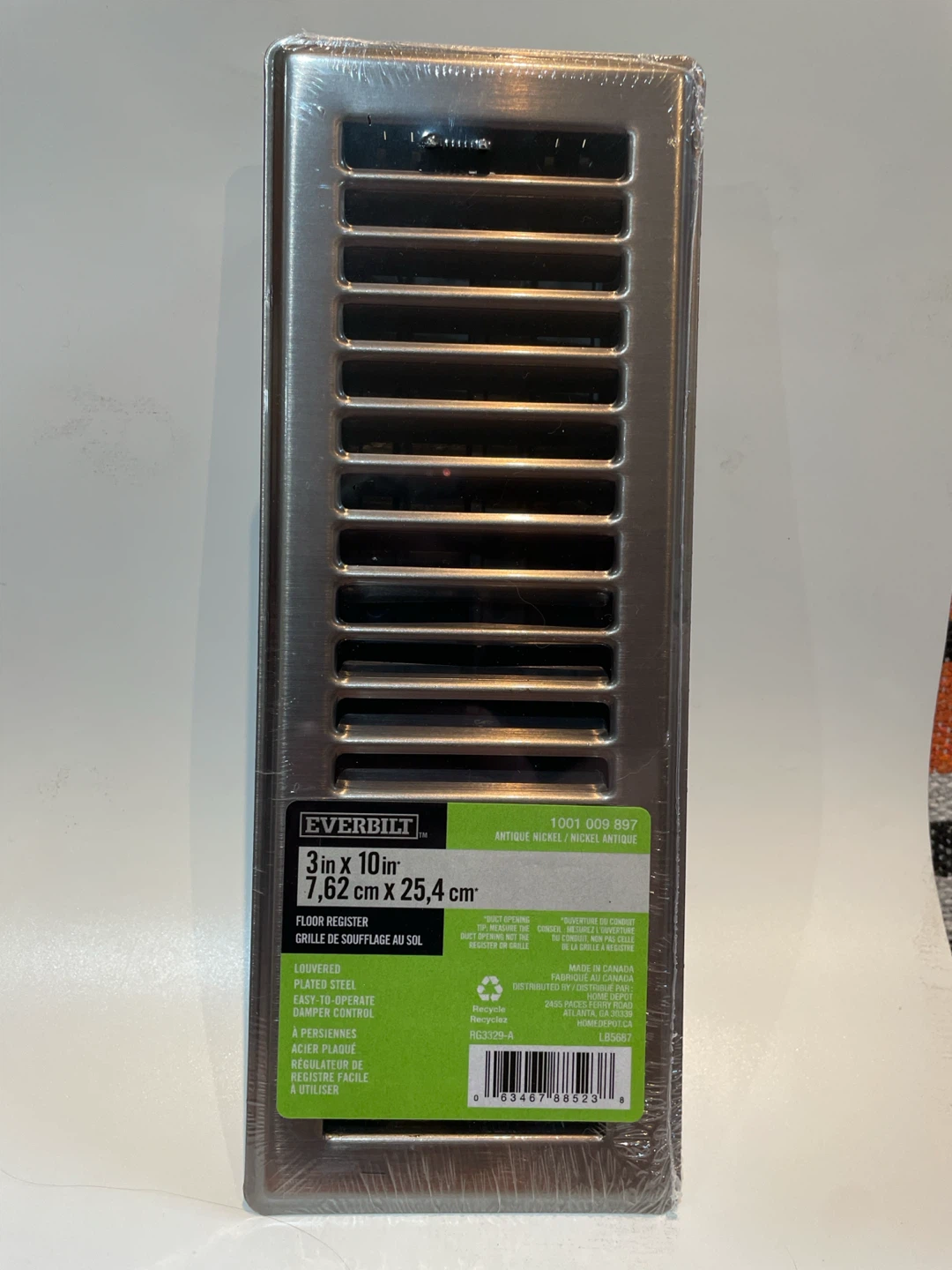 Everbilt Floor Register 3" x 10" Antique Nickel