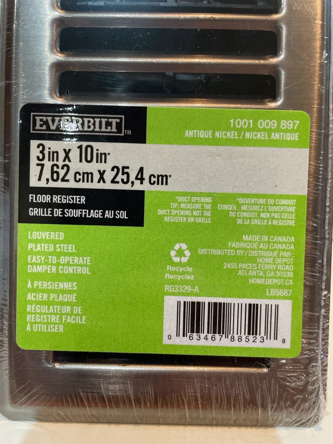 Everbilt Floor Register 3" x 10" Antique Nickel - photo 2