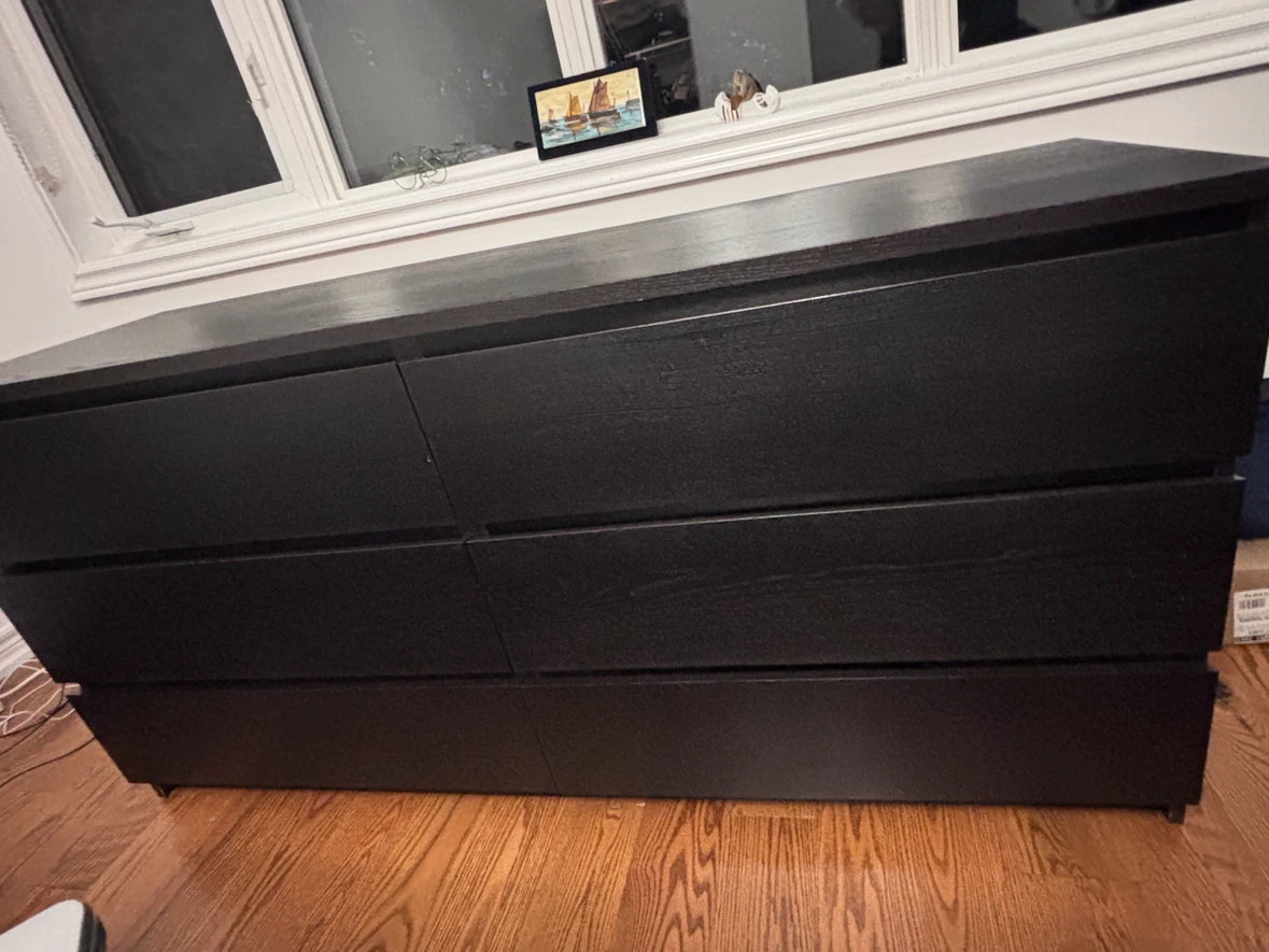 Brown-Black IKEA Malm 6 drawer dresser