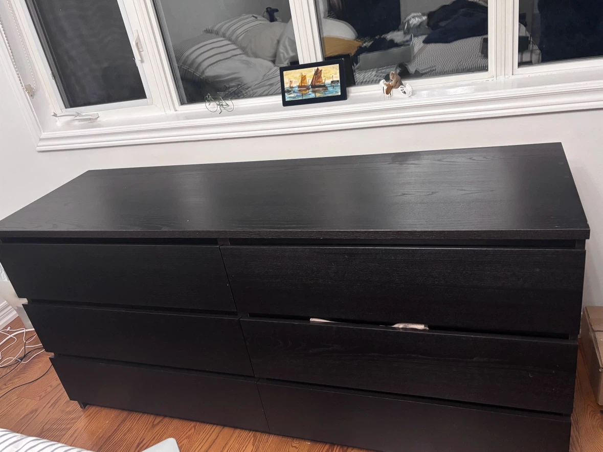 Brown-Black IKEA Malm 6 drawer dresser - photo 2