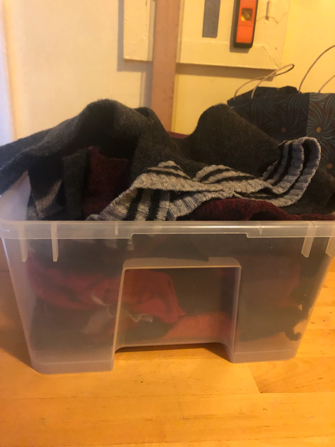 Assorted Wool Felt Scraps in Bin