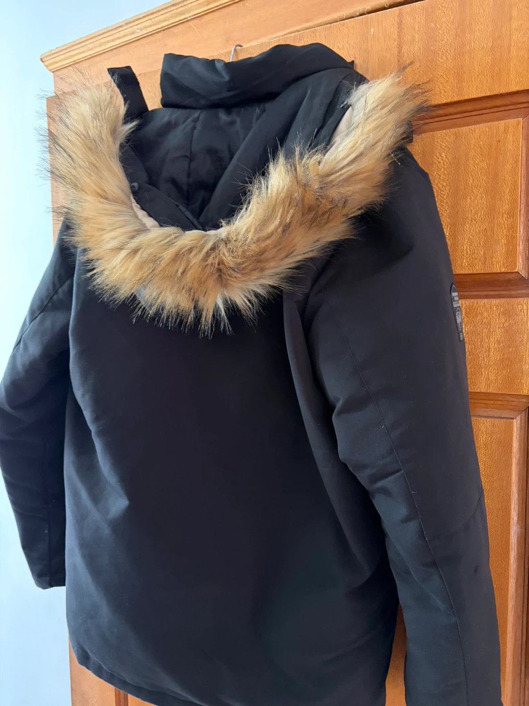 Black Winter Parka with a removable Faux Fur Hood - photo 2