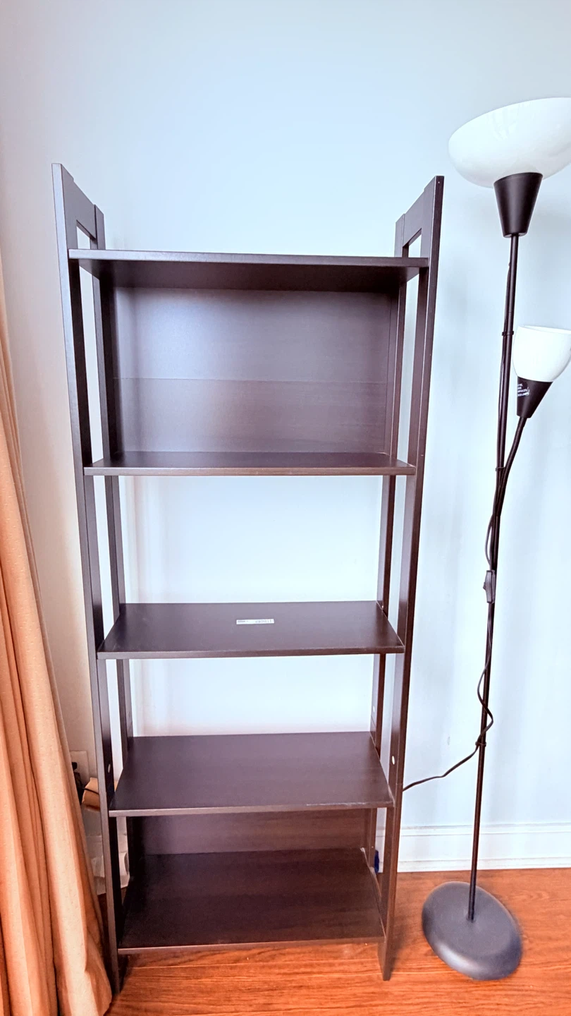 Dark Brown 4-Shelf Wooden Bookcase