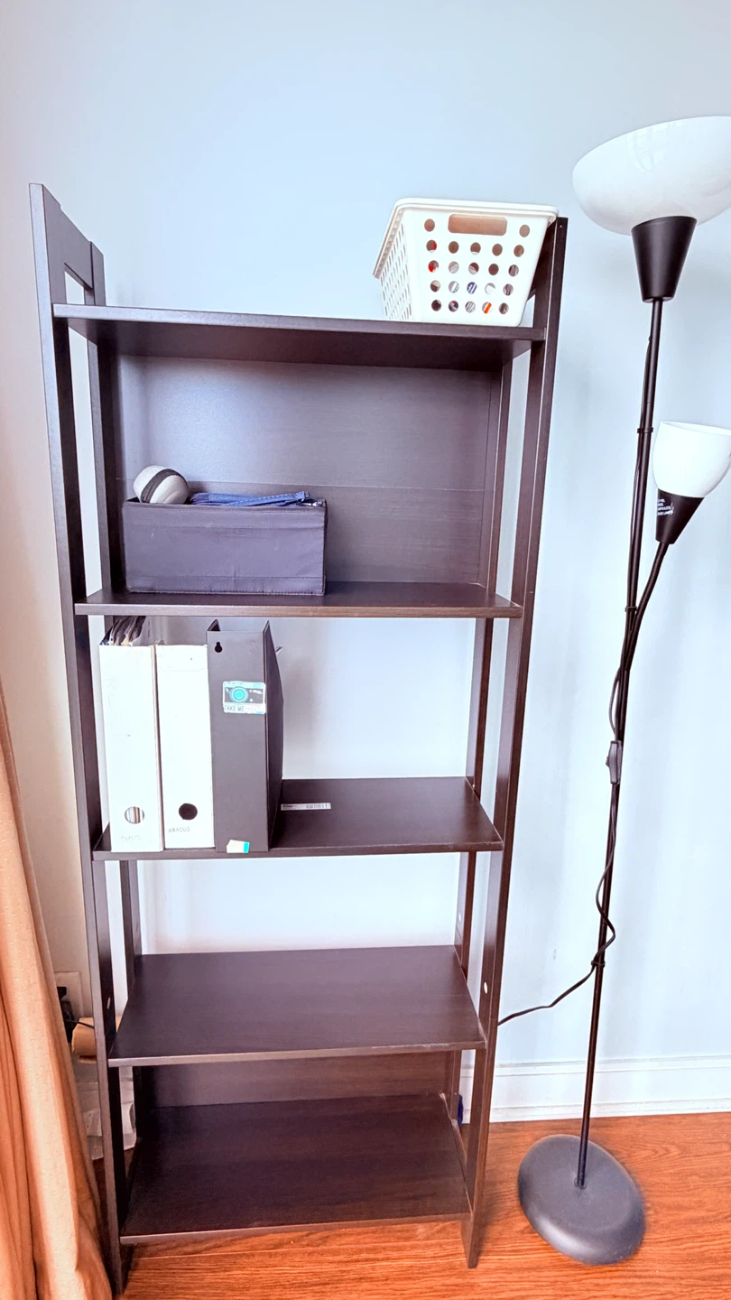 Dark Brown 4-Shelf Wooden Bookcase - photo 2