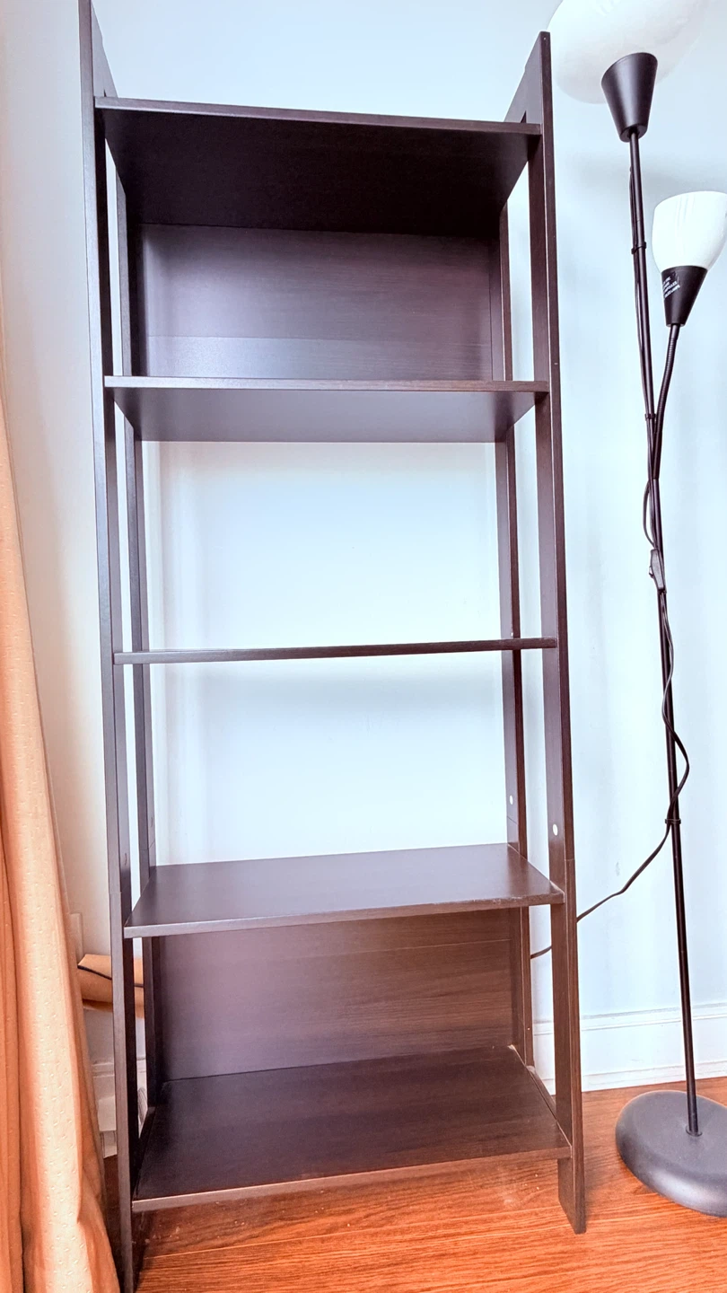 Dark Brown 4-Shelf Wooden Bookcase - photo 5