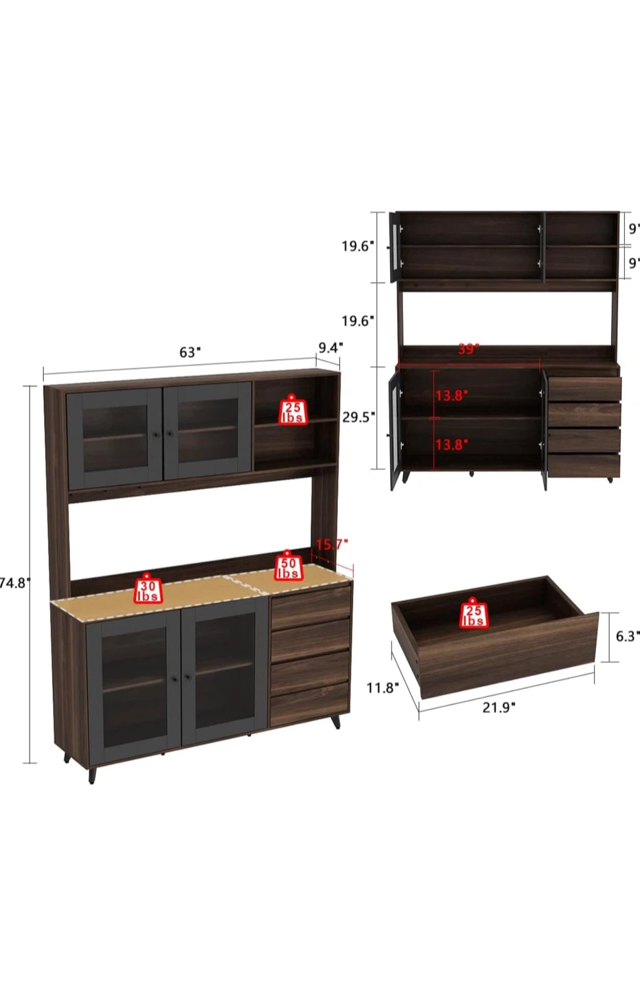 Kitchen Buffet Hutch Cabinet - photo 2