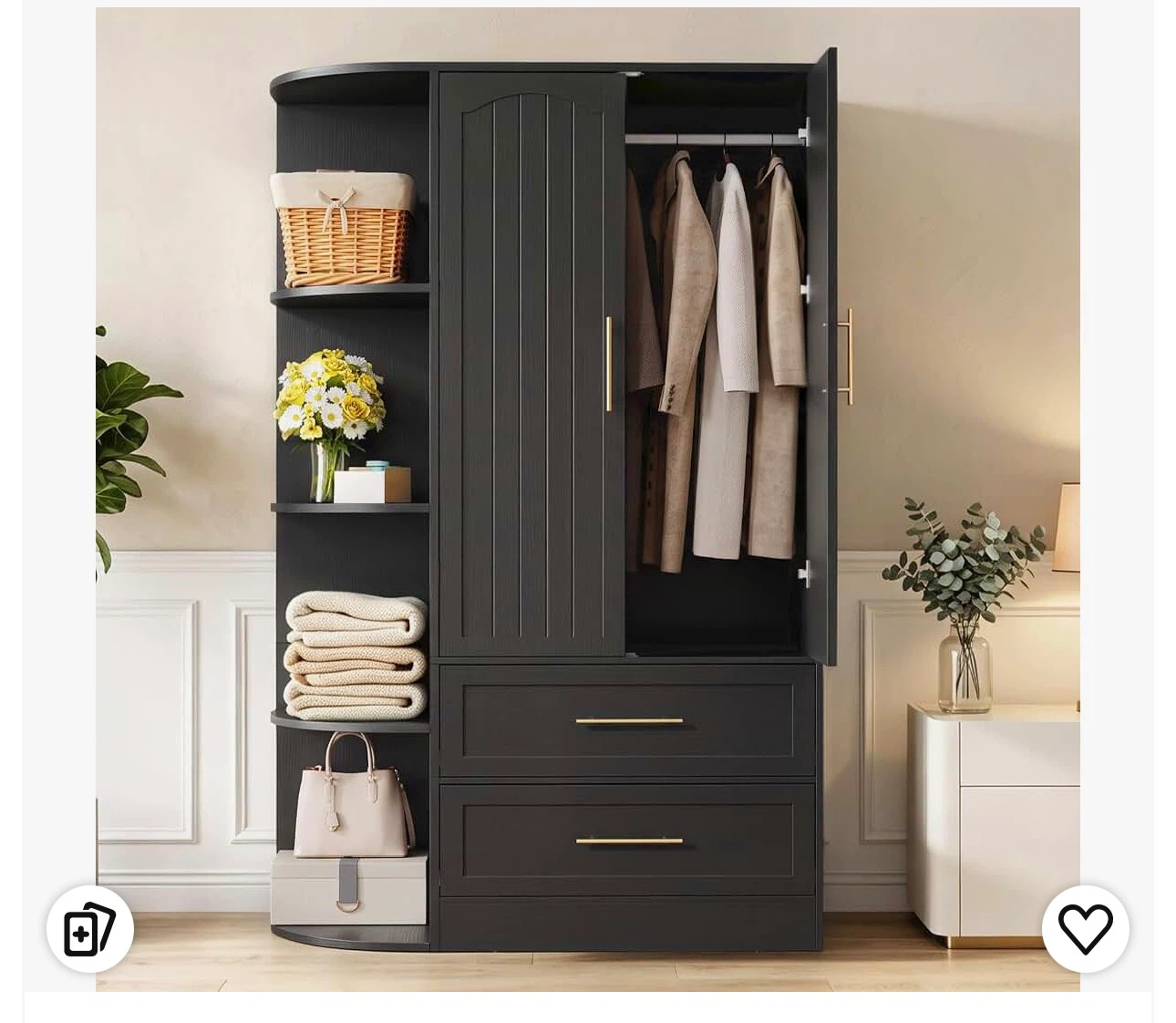 HOOBRO Wardrobe Closet with 2 Drawers and Shelves