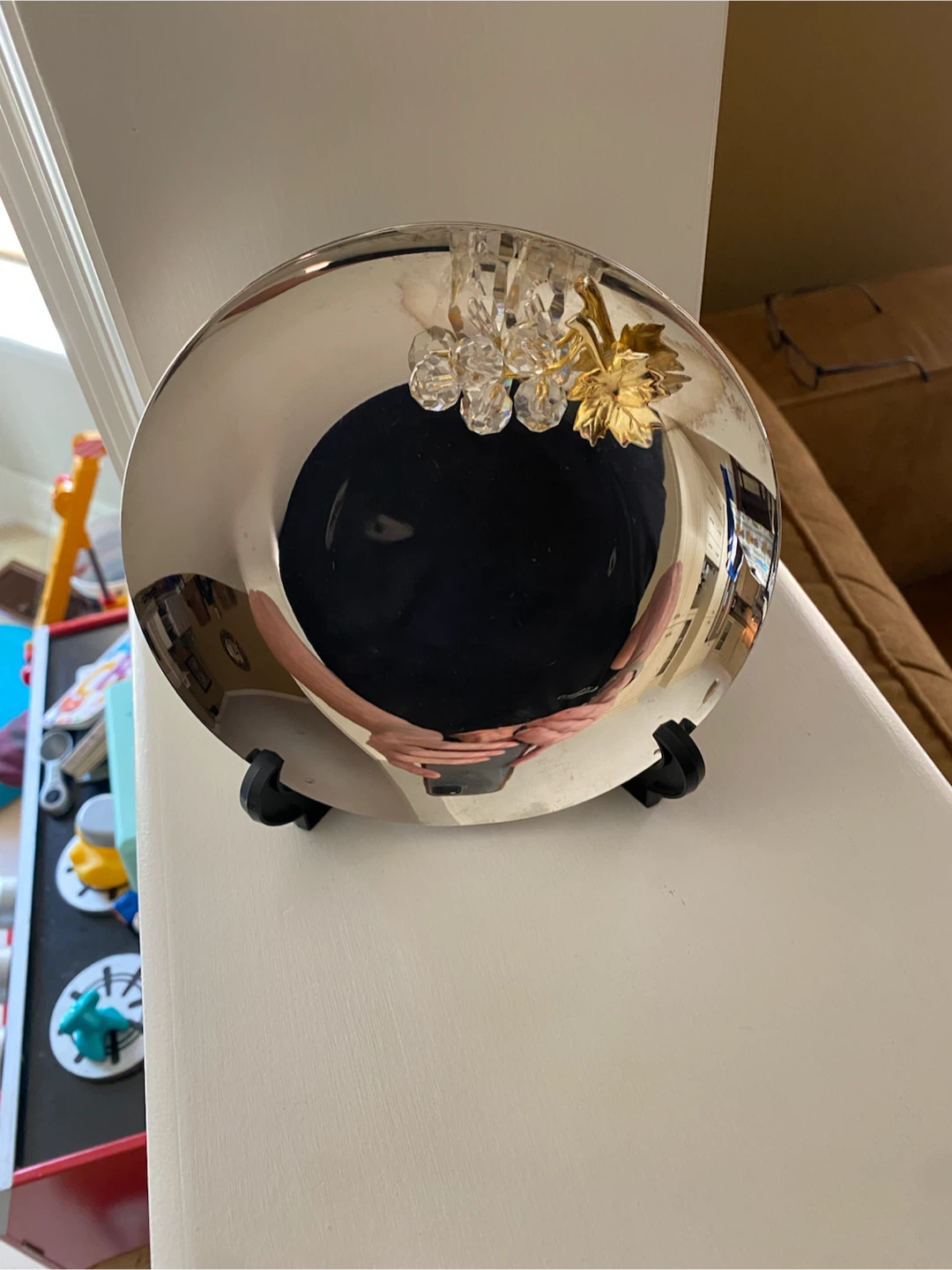 Decorative Silver Plate with Crystal Grapes