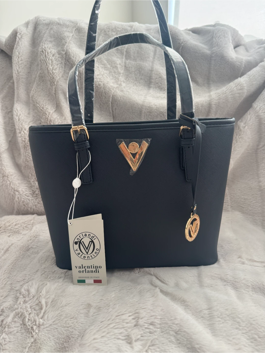Valentino Orlandi Navy Blue  Tote Bag