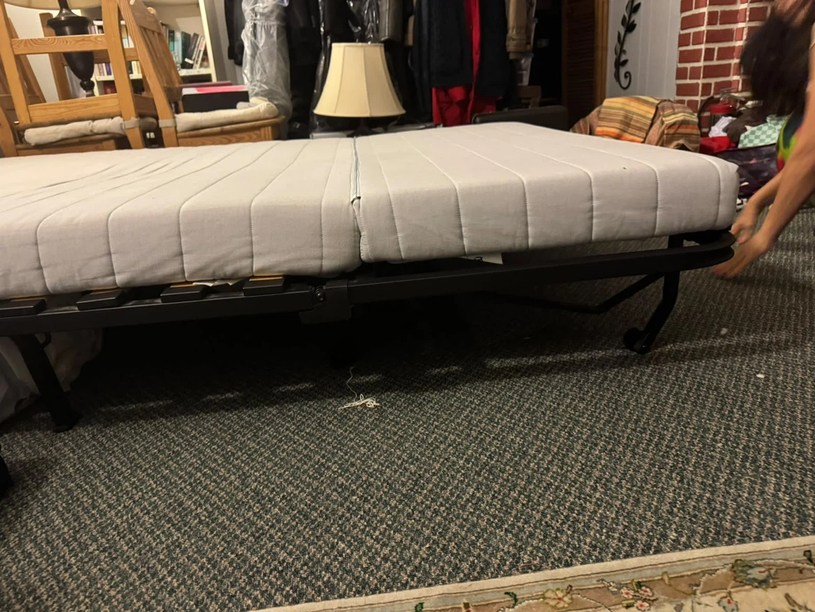 Convertible sofa bed with black metal frame - photo 3