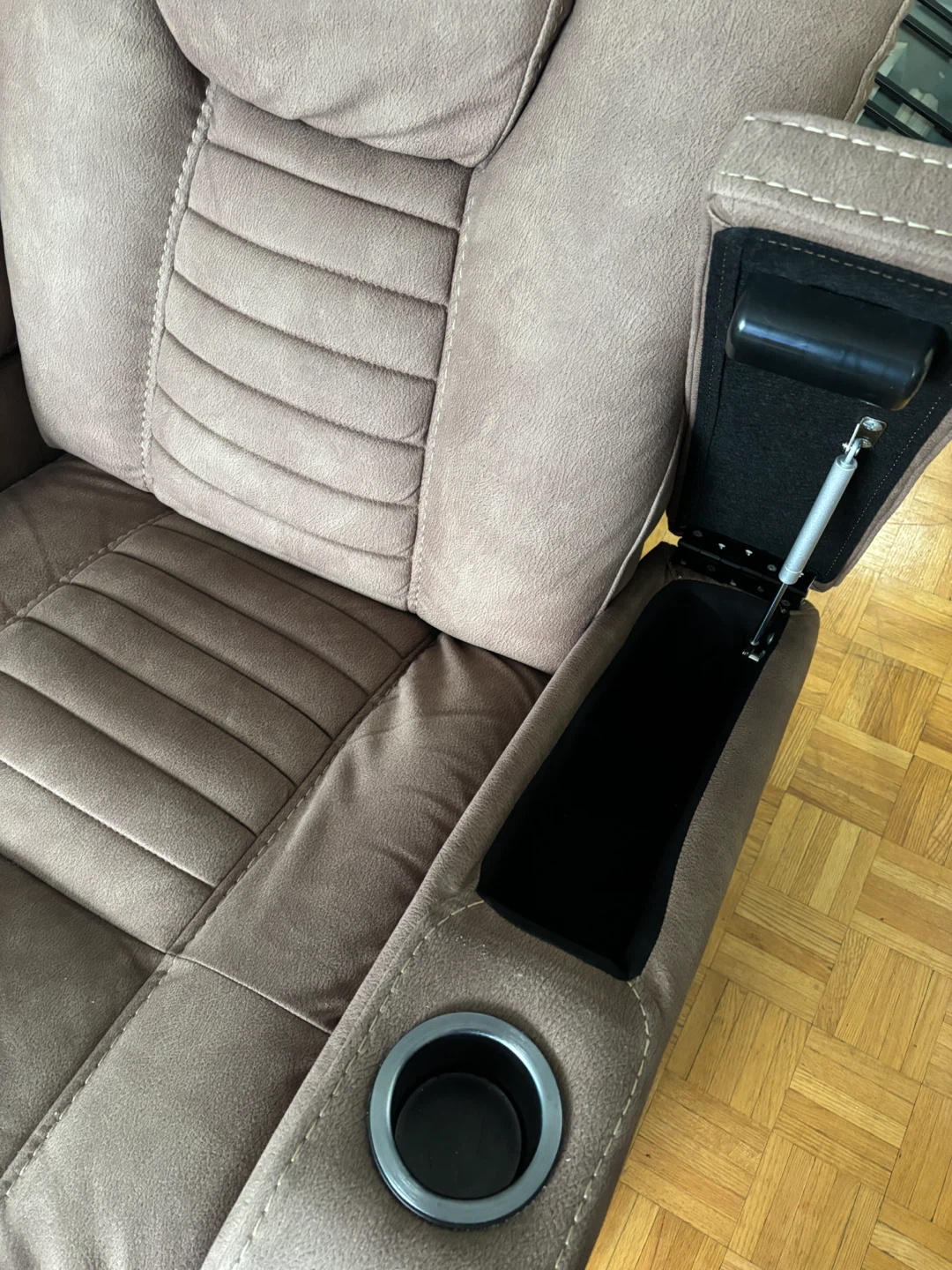 Taupe Power Reclining Loveseat with Console - photo 3