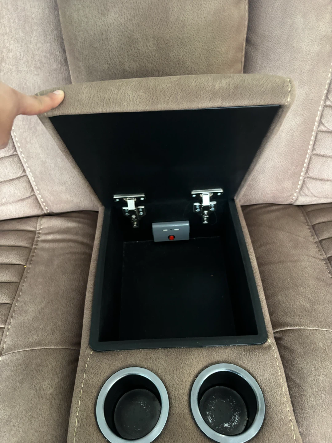Taupe Power Reclining Loveseat with Console - photo 4