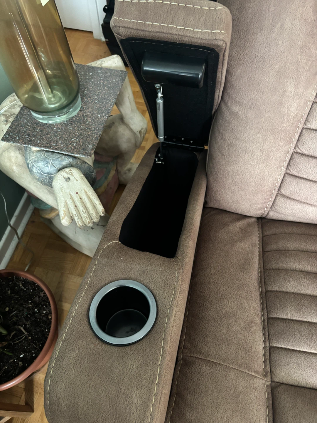 Taupe Power Reclining Loveseat with Console - photo 5
