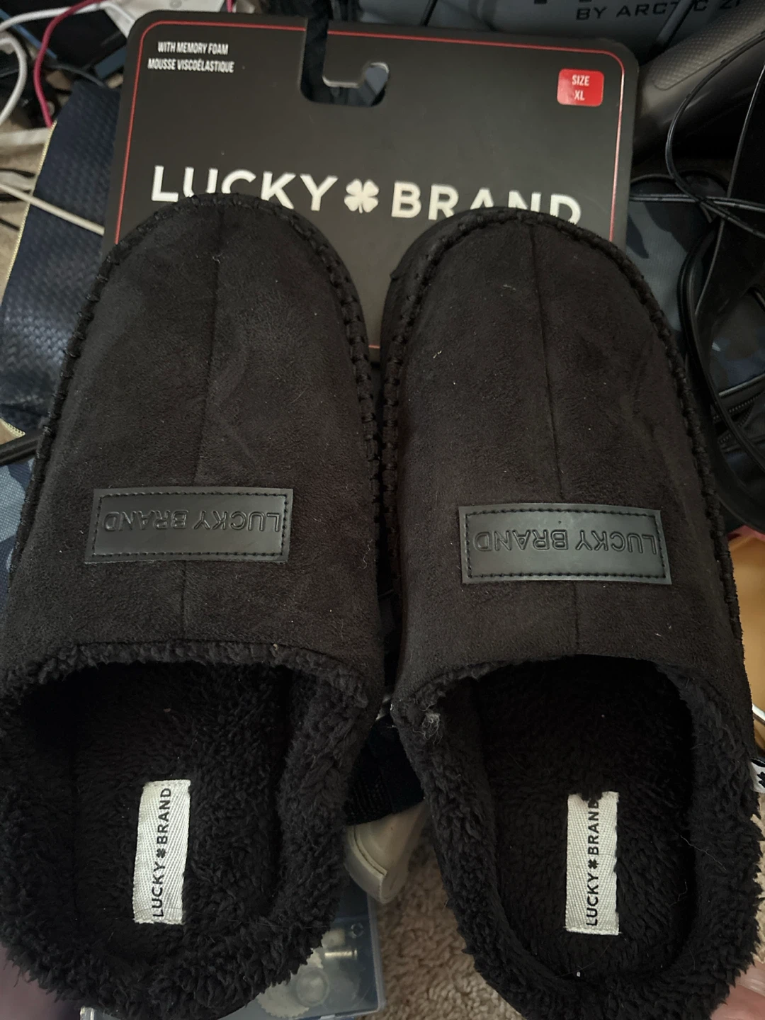 Lucky Brand Black Memory Foam Slippers