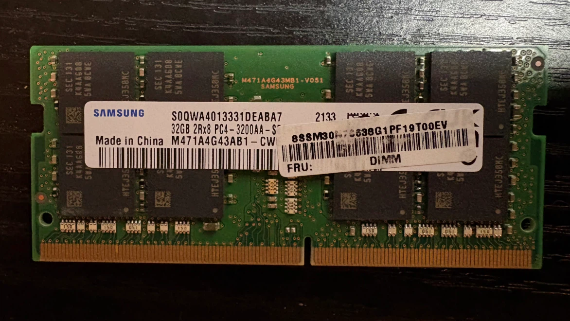 Samsung 32GB PC4-3200AA DDR4 SODIMM Laptop Memory
