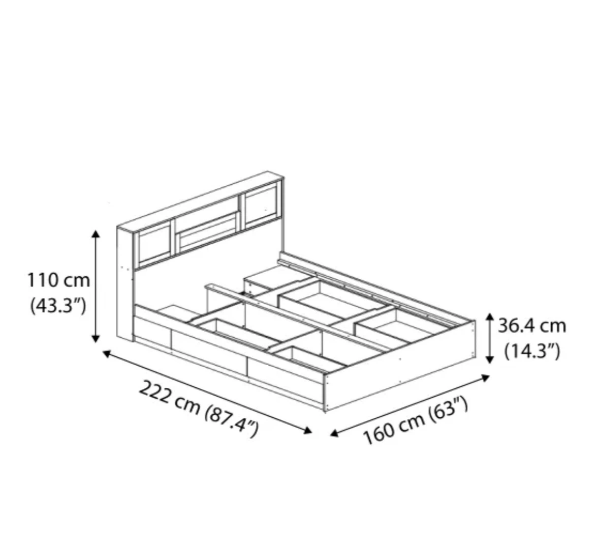 Queen Size Storage Bed with Headboard - photo 4