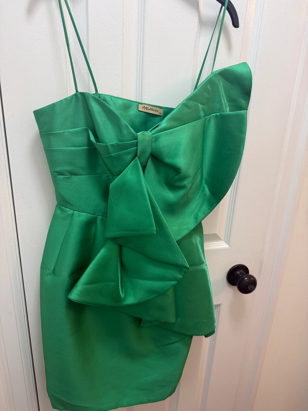 Explosion Green Satin Bow Dress