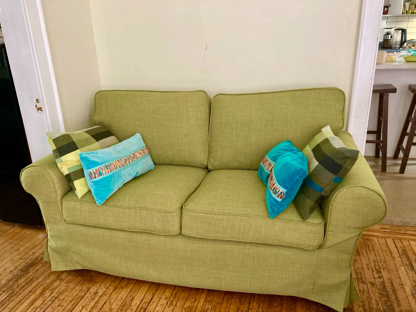 Ikea Uppland Loveseat: green covers