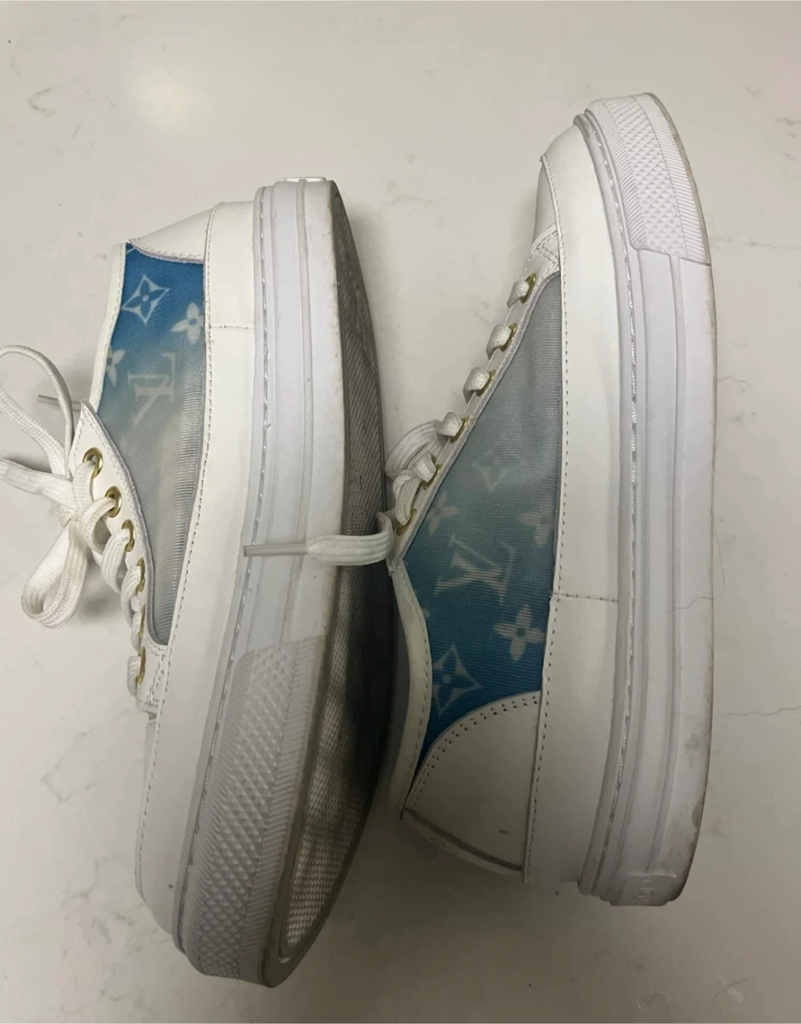 White and blue Mesh Sneakers - photo 2