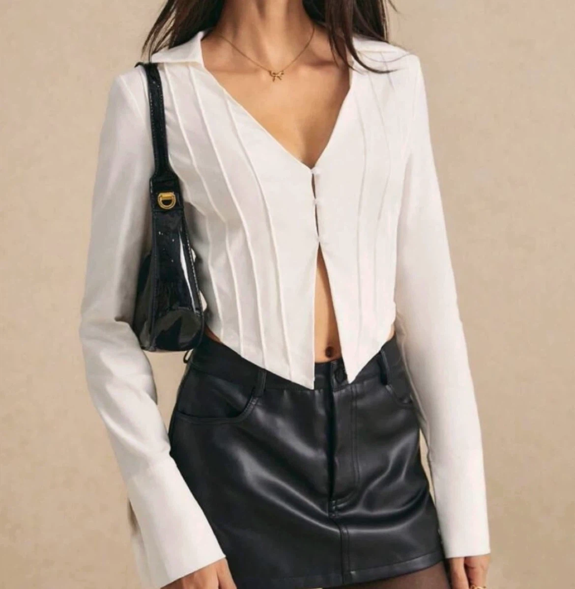 NEW White Collared Long Sleeve Shirt - photo 3