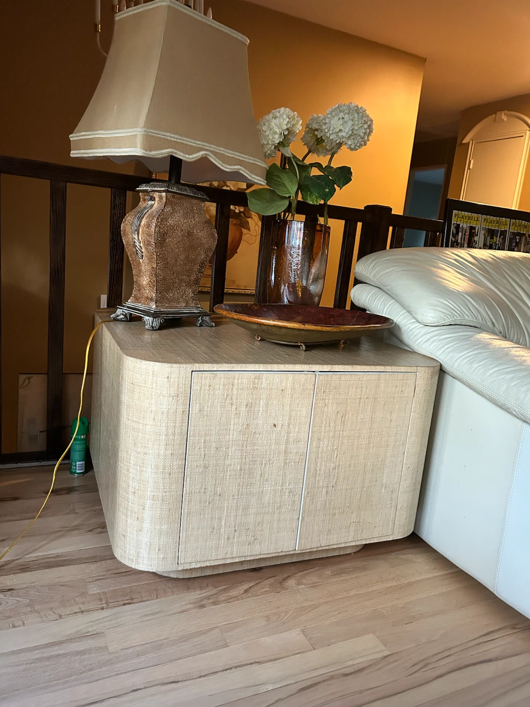 Grasscloth Wrapped Side Table