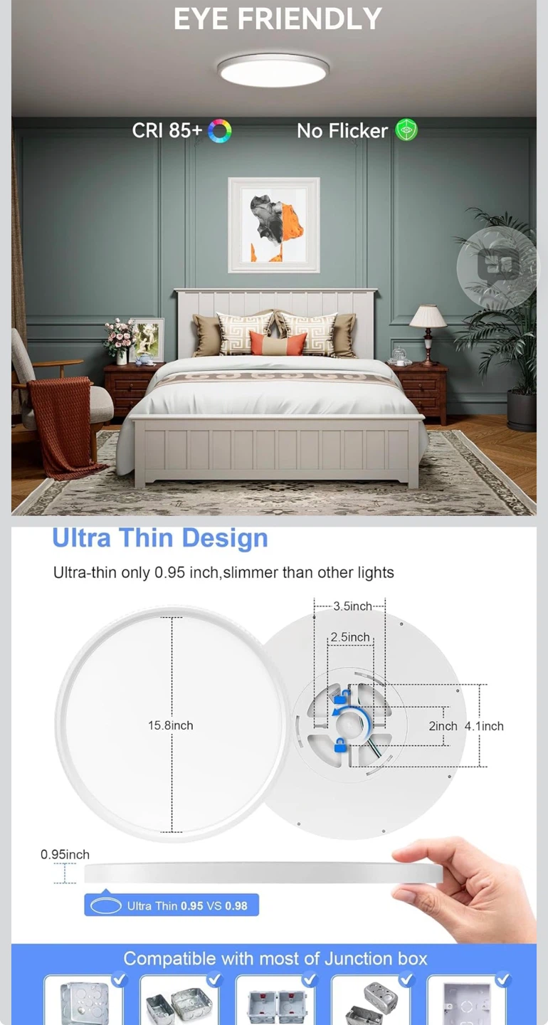 16 Inch Dimmable LED Flush Mount Ceiling Light - photo 3
