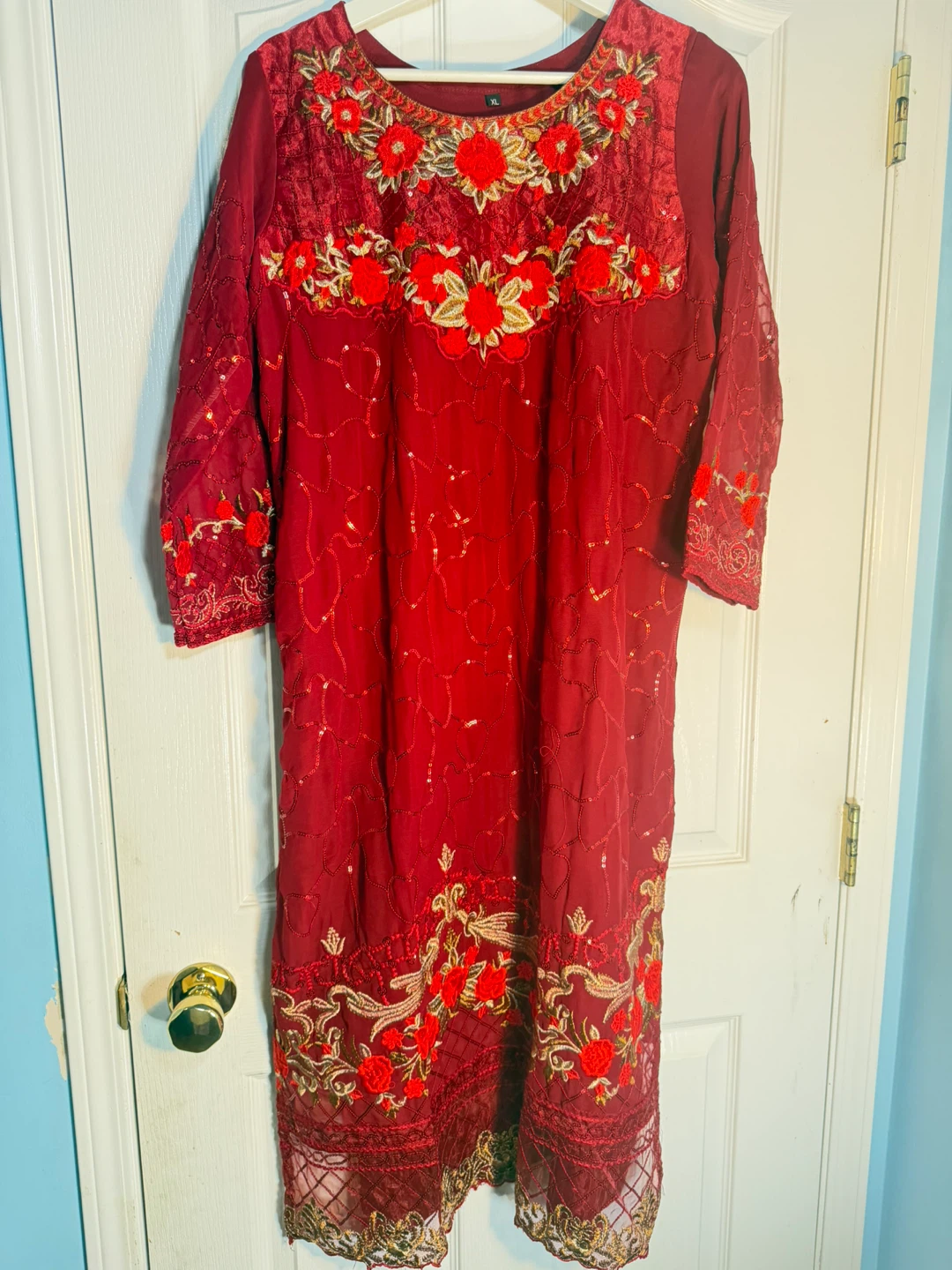 Red Embroidered Kurti
