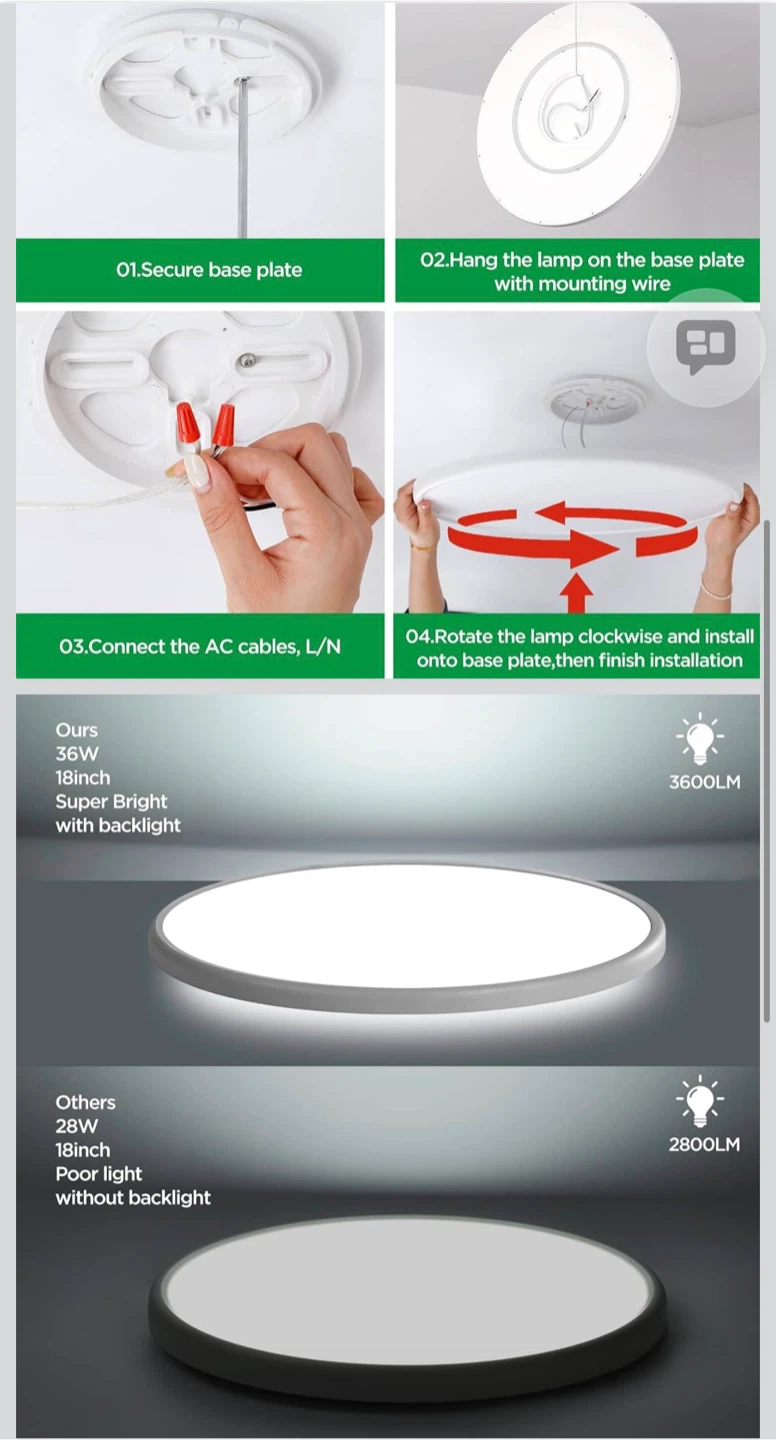 18 inch Ultra Slim LED Ceiling Light - photo 2