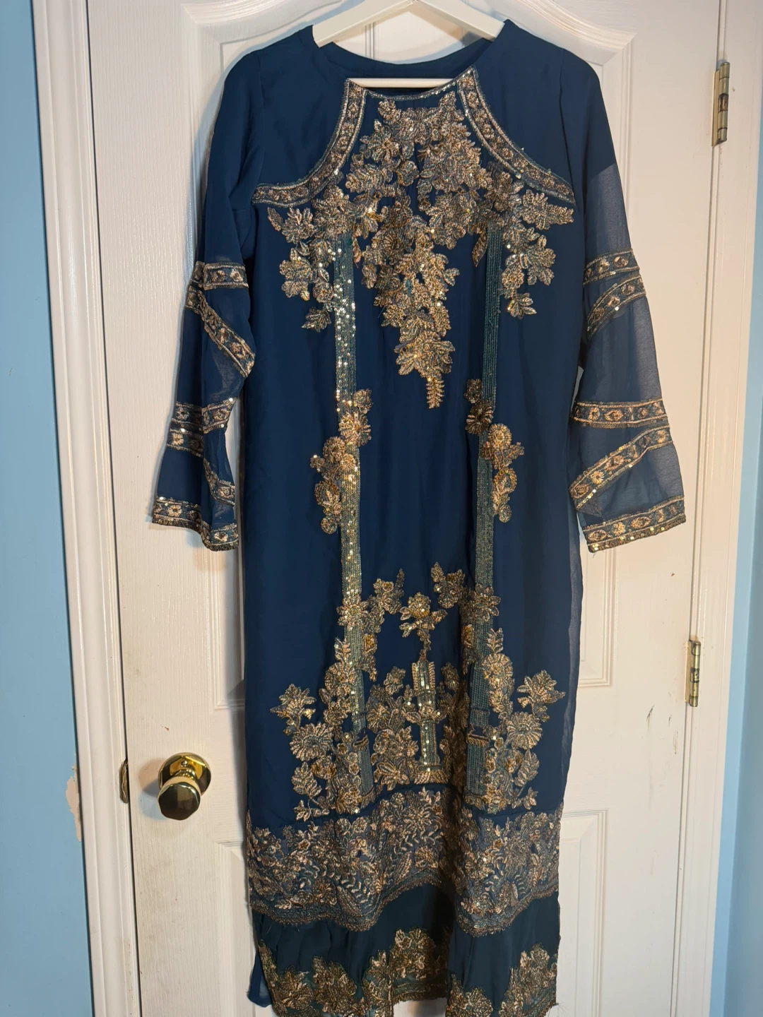Dark Blue Embroidered Pakistani Suit Set