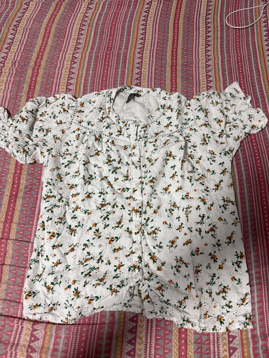 Floral Eyelet Button-Down tshirt