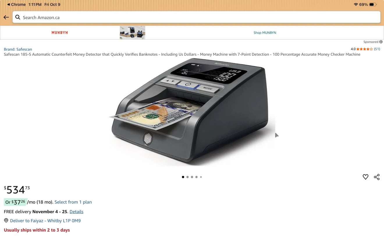 Counterfeit Money Detector / SafeScan 185-S - photo 2