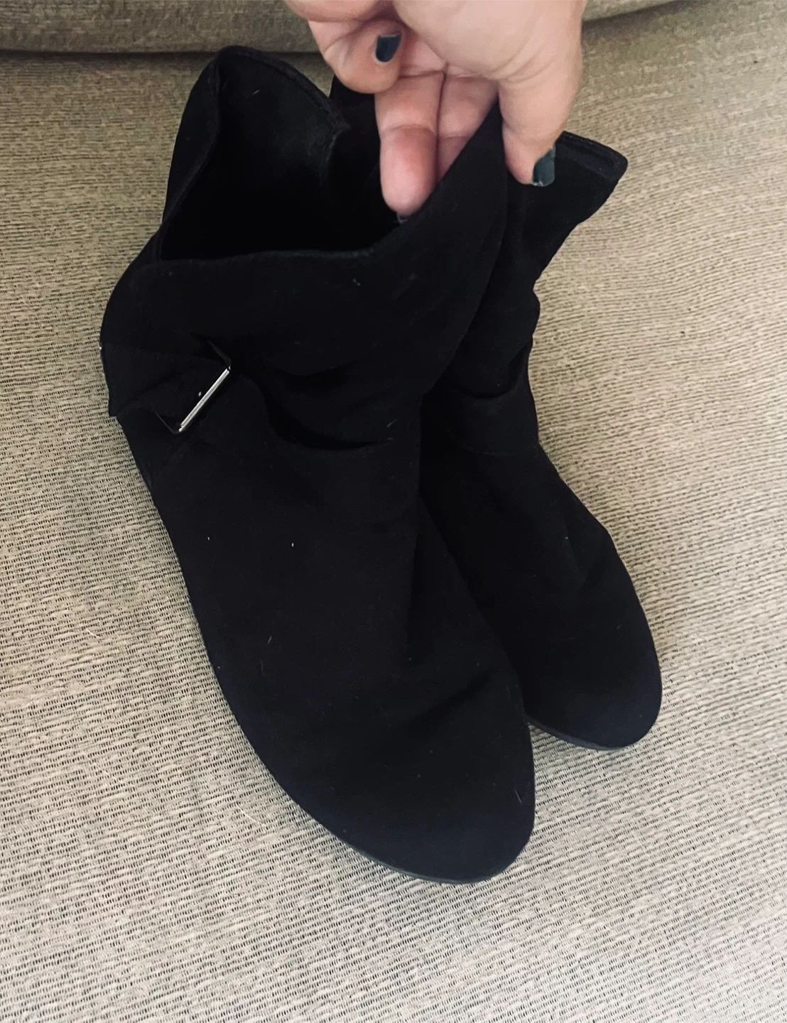 Black Suede Ankle Boots size 11 - photo 2