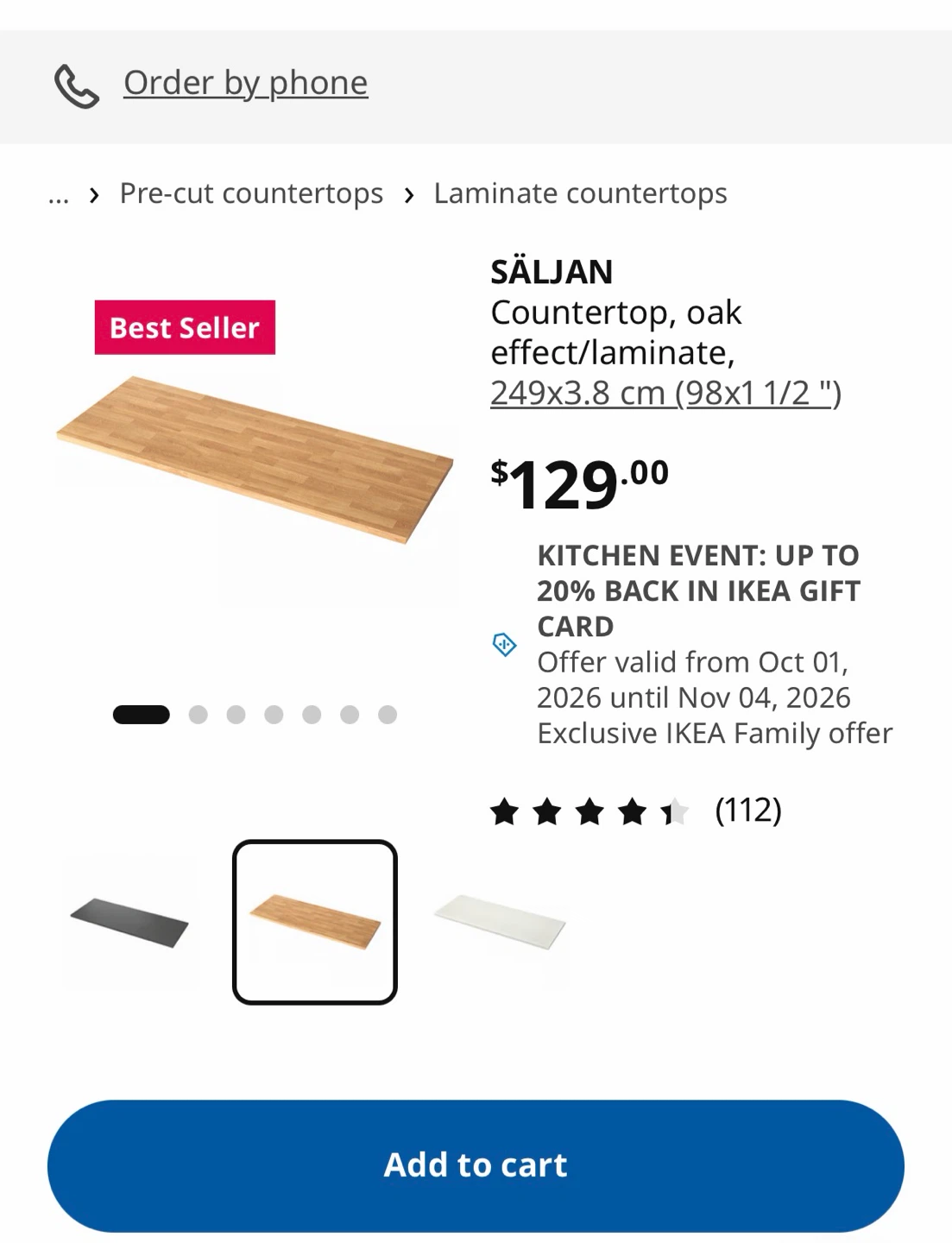 IKEA SALJAN Countertop - Oak - photo 2