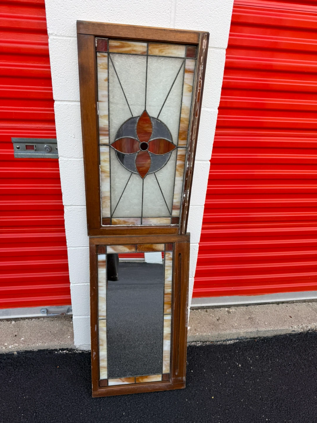 Vintage Leaded Stained Glass Window Architectural Salvage