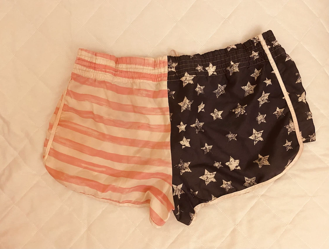 American Flag Print Athletic Shorts
