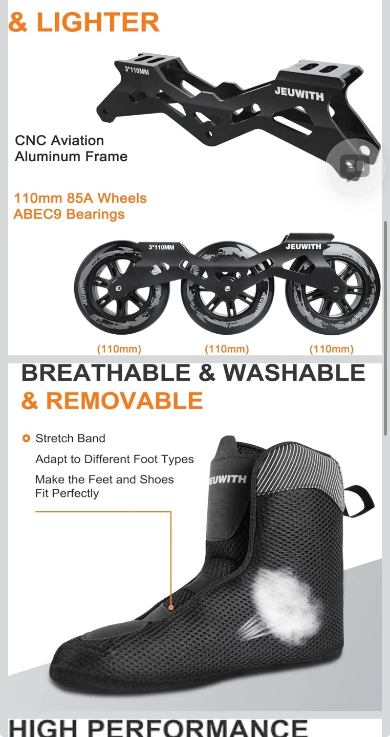 JEUWITH Inline Skates Black - photo 2