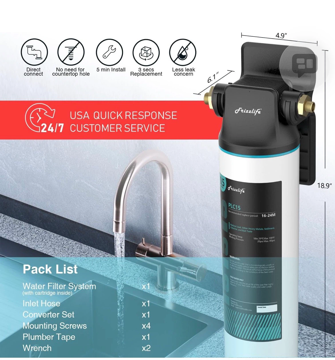 Frizzlife PLC15 Under Sink Water Filter System - photo 5