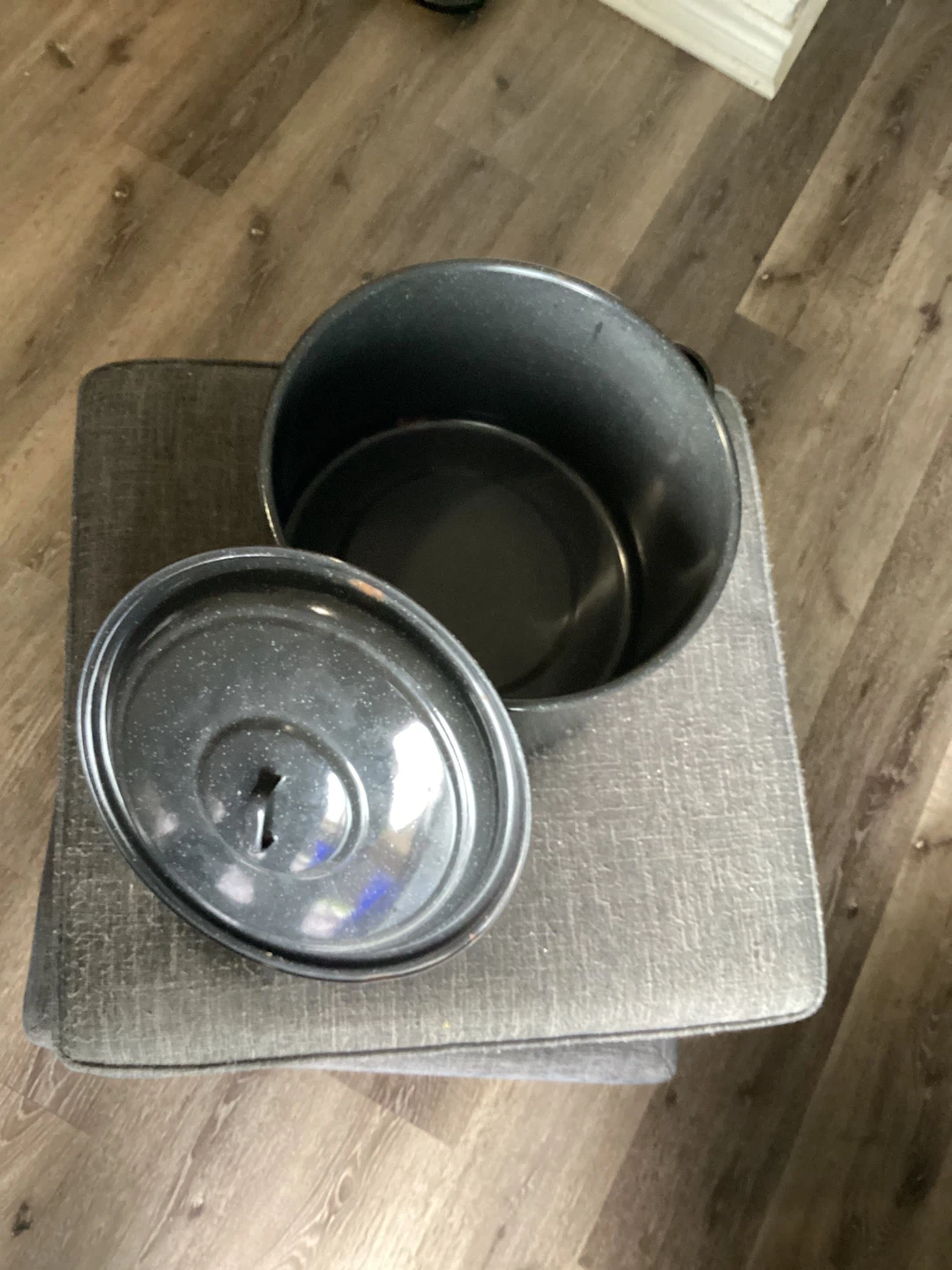 Large Black Enamel Speckled Stock Pot - photo 2