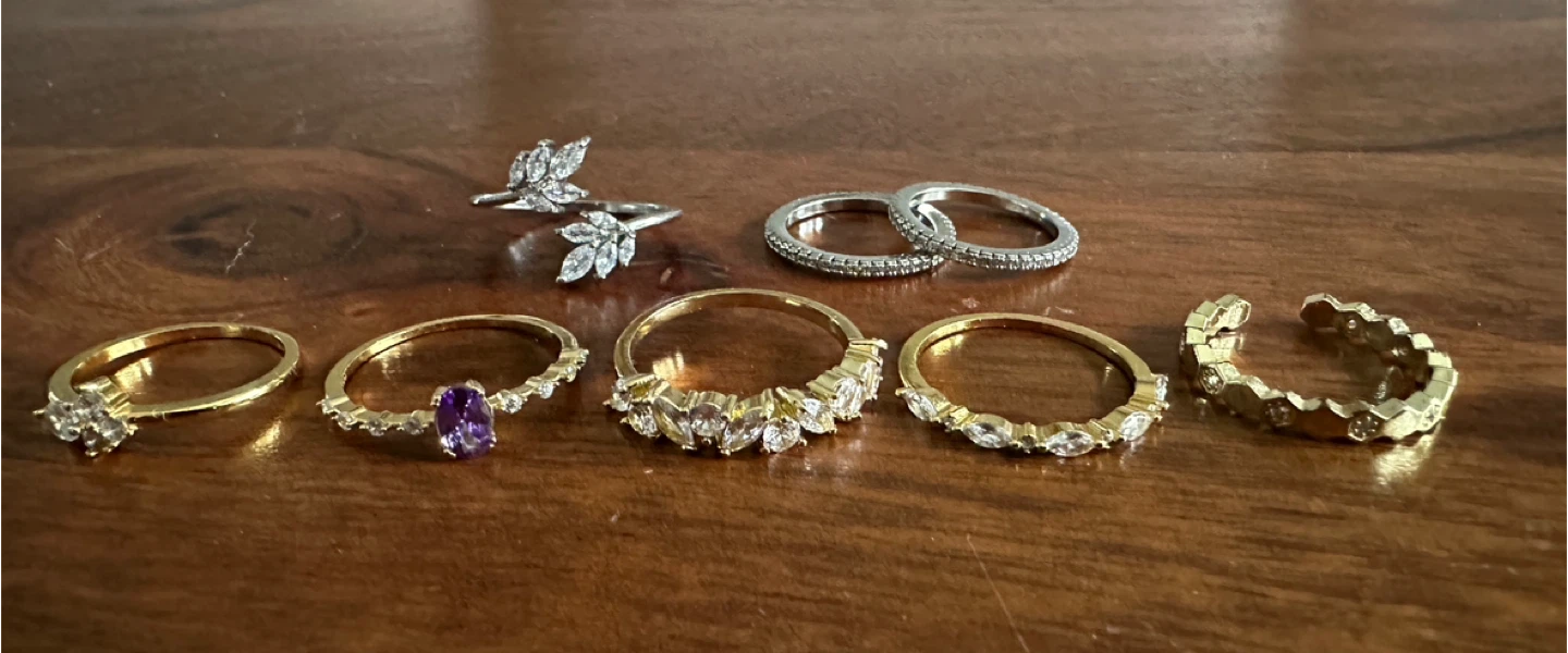 Set of 8 Fashion Rings - The Lot for $10