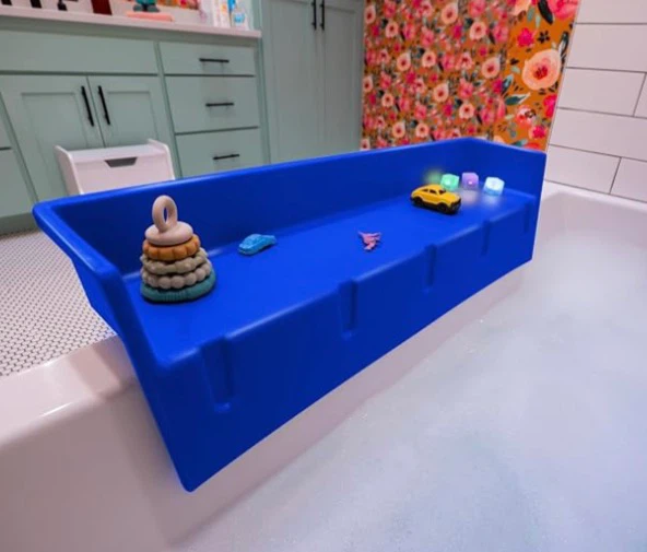 Tub Topper Bathtub Splash Guard & Play Shelf- Blue
