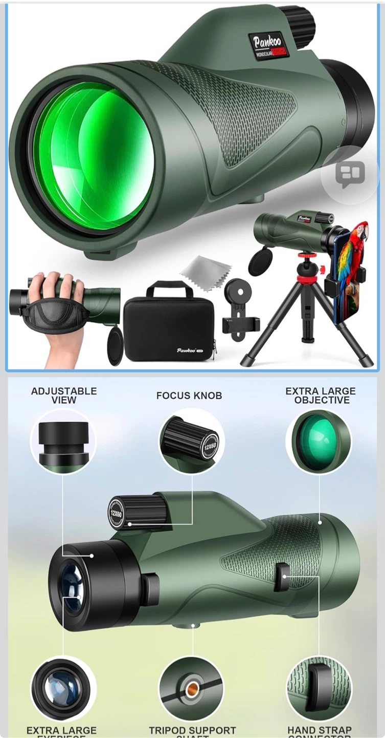 12x60 Monocular Telescope for Adults with Smartphone