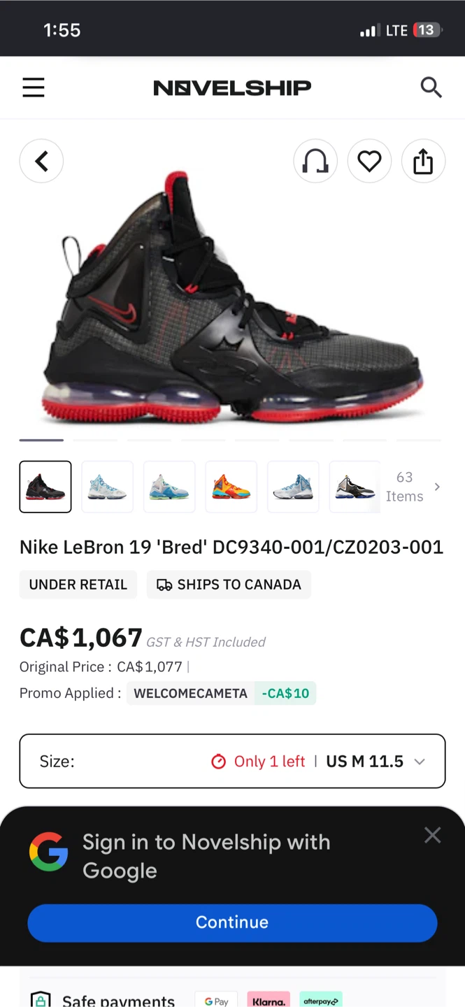 Nike LeBron 19 Bred Sneakers