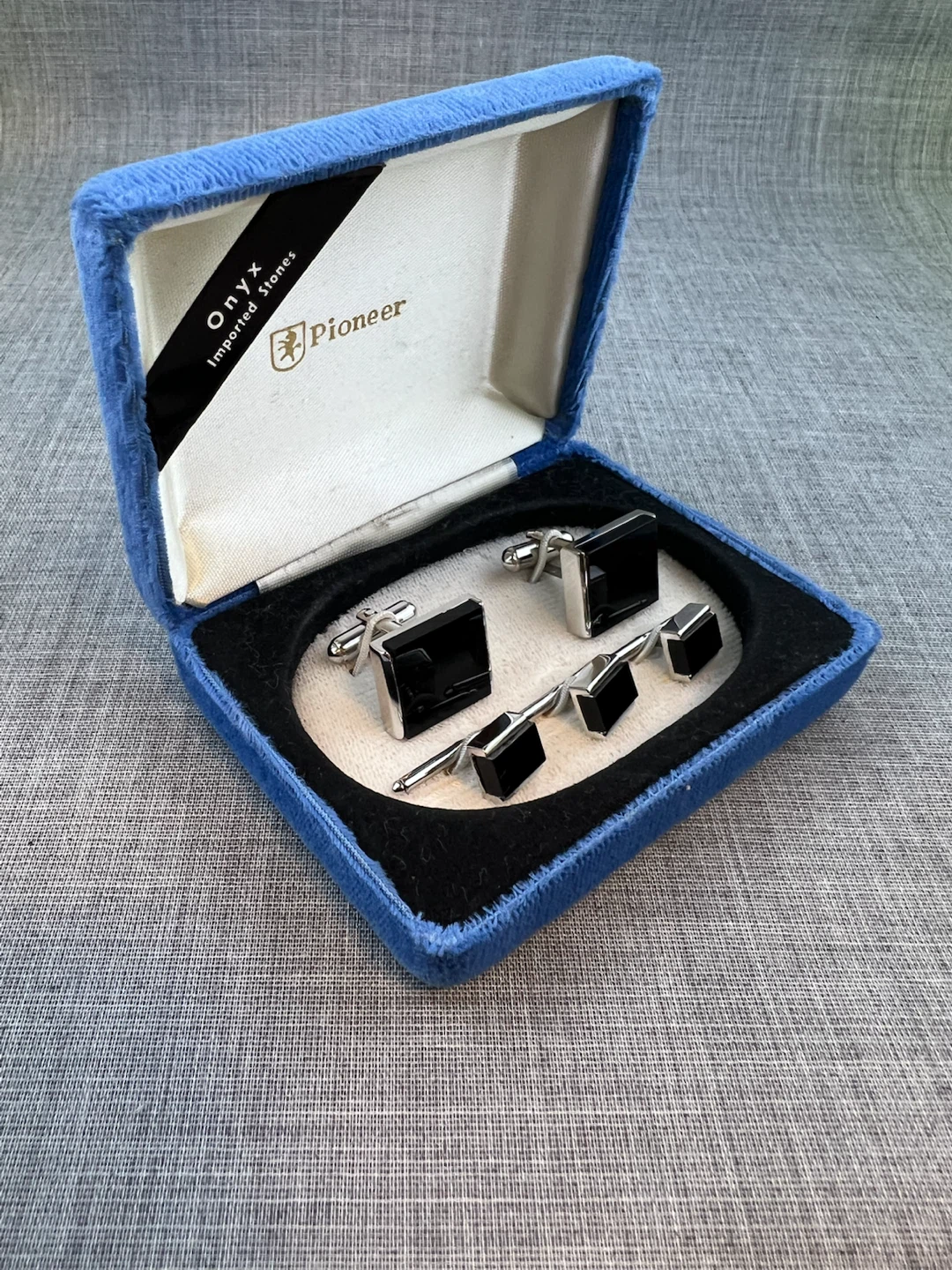 Vintage Pioneer Black Onyx Cufflink & Tuxedo Stud Set