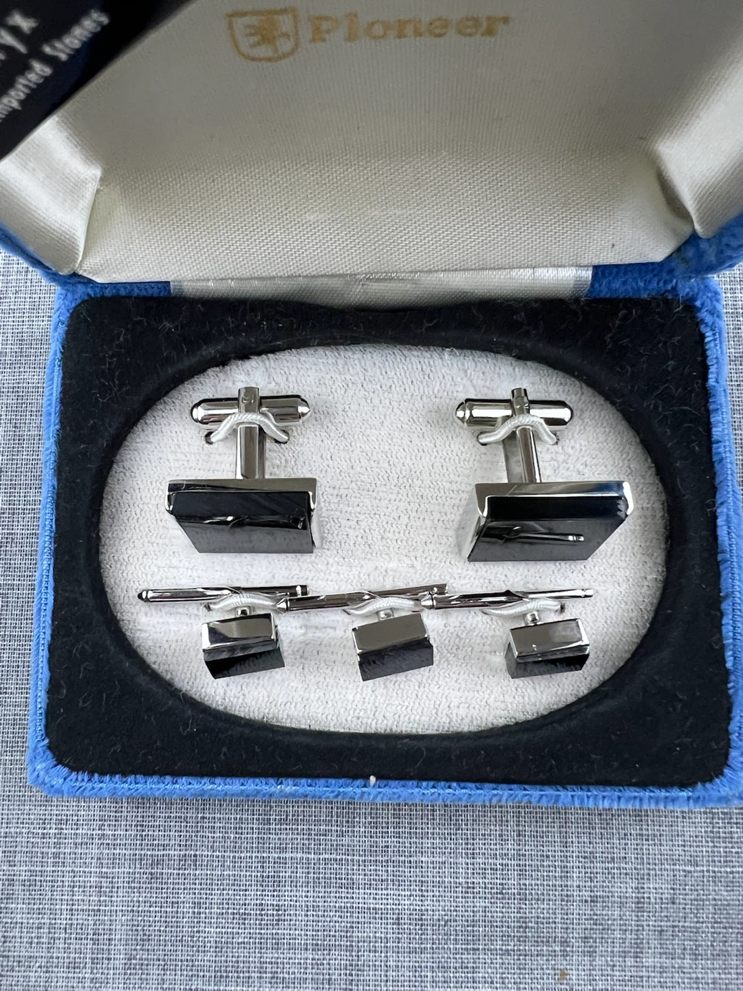 Vintage Pioneer Black Onyx Cufflink & Tuxedo Stud Set - photo 2