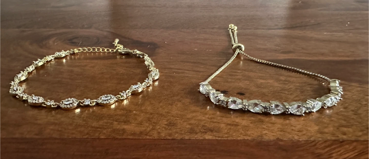 Set of two gold tone stone bracelets