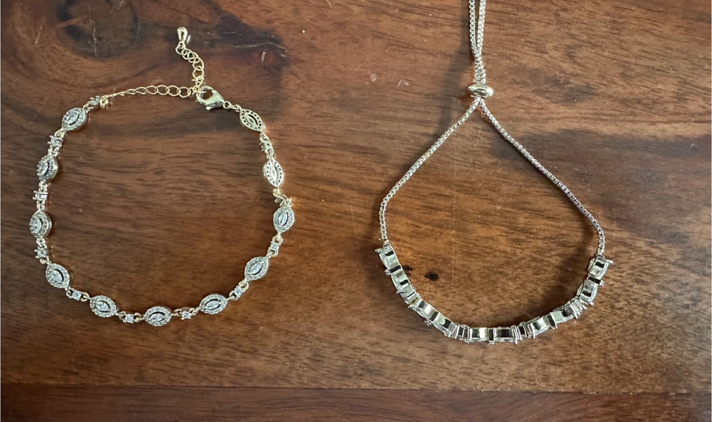 Set of two gold tone stone bracelets - photo 2