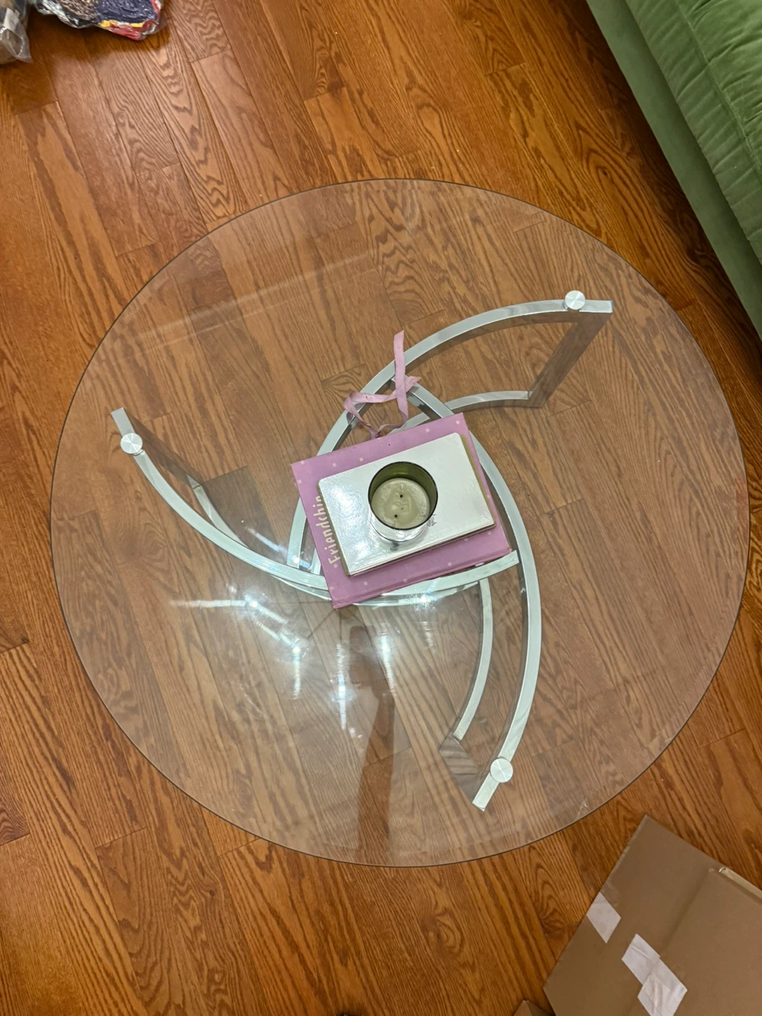 Modern Round Glass Coffee Table with Chrome Base