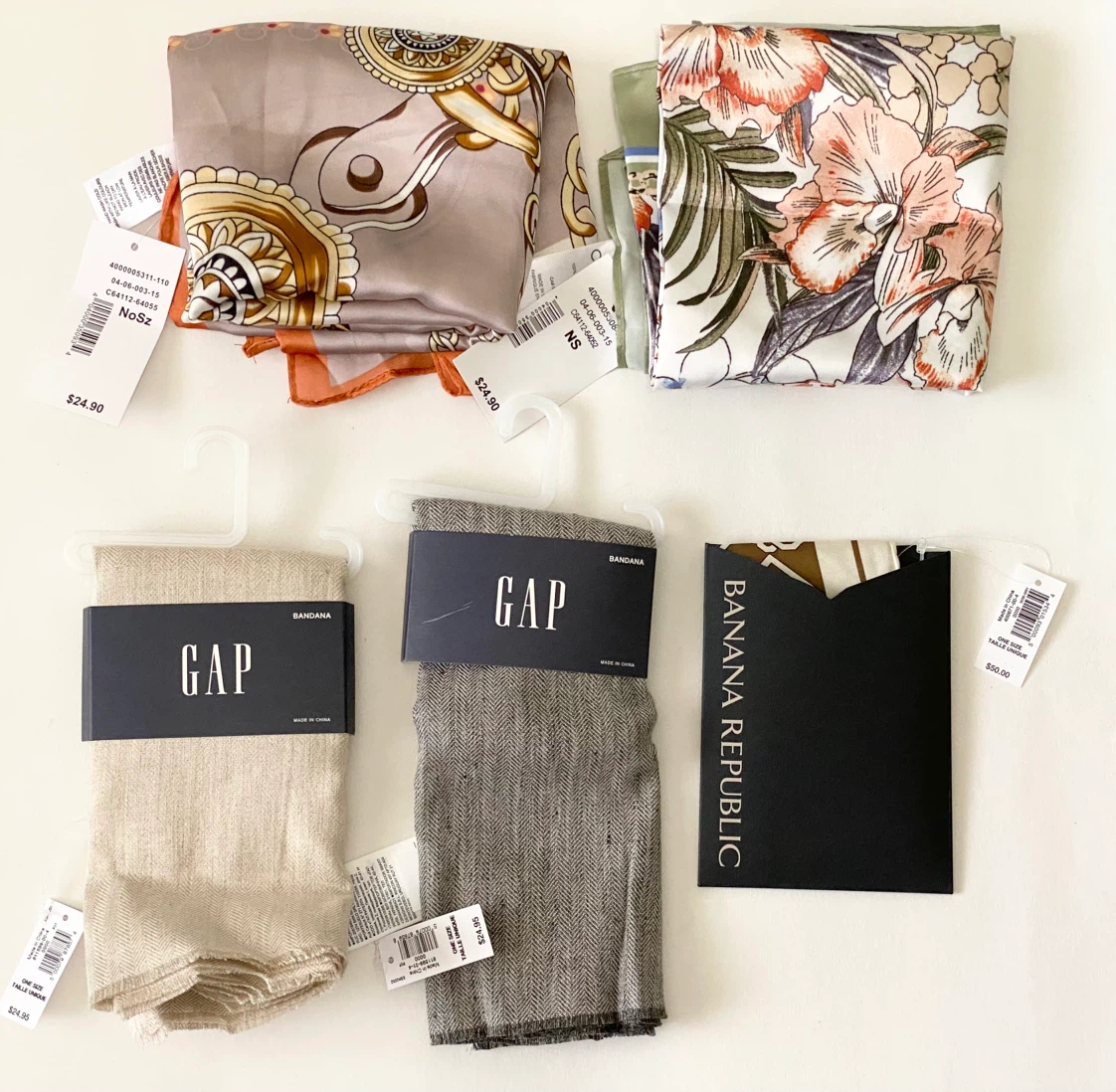 Assorted GAP, Cleo and Banana Republic Scarves and Bandanas