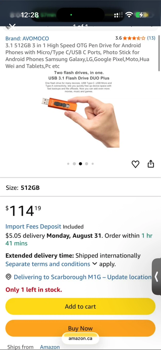 AVOMOCO 512GB 3-in-1 USB 3.1 OTG Pen Drive