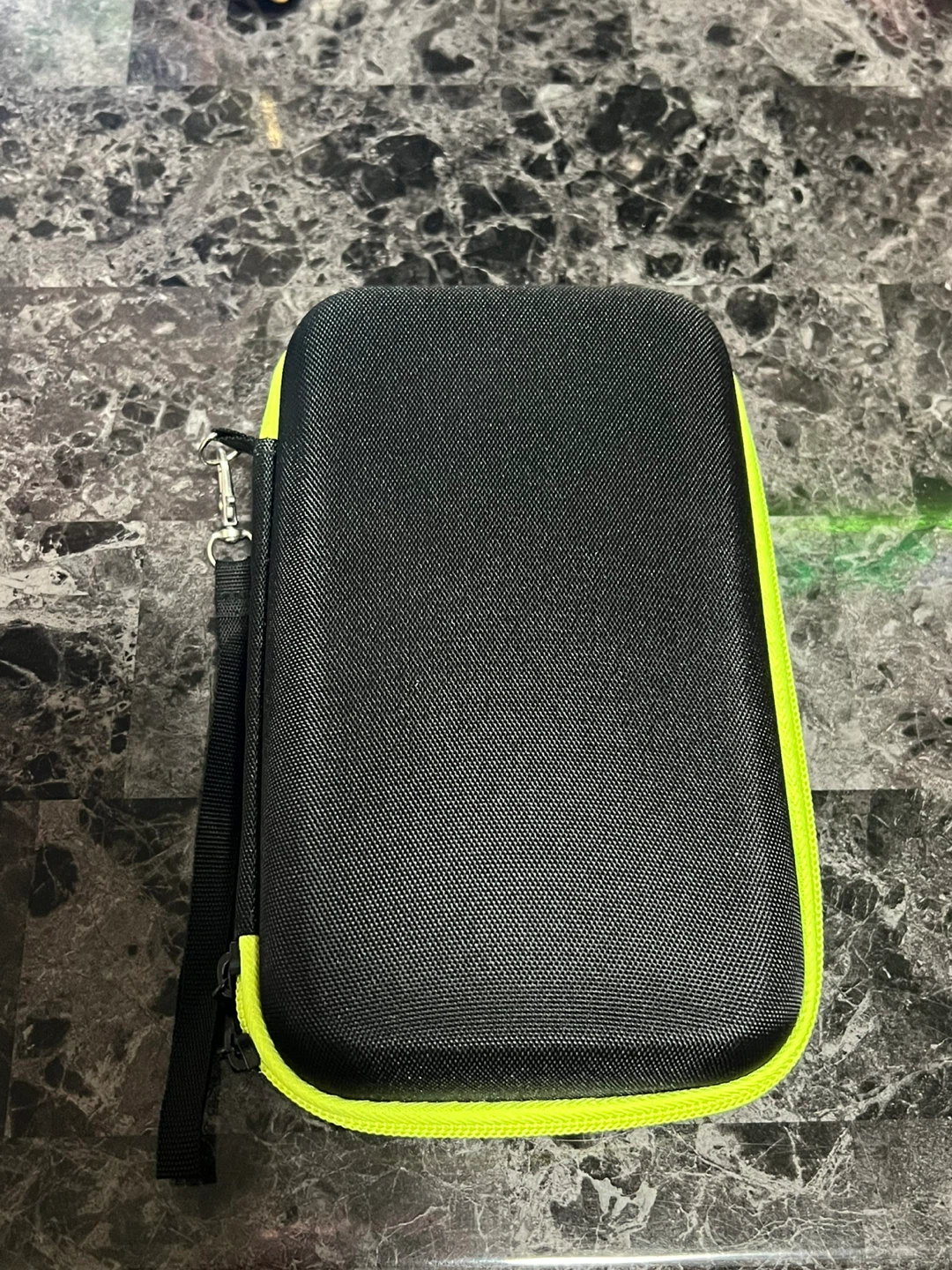 Hard shell carry case with neon green